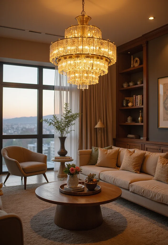 12 Gold Living Room Decor Ideas for Warm Stylish Accents - 5. Gold Lighting Fixtures