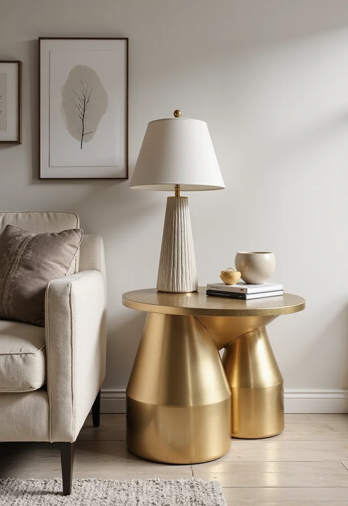 12 Gold Living Room Decor Ideas for Warm Stylish Accents - 8. Gold Side Tables