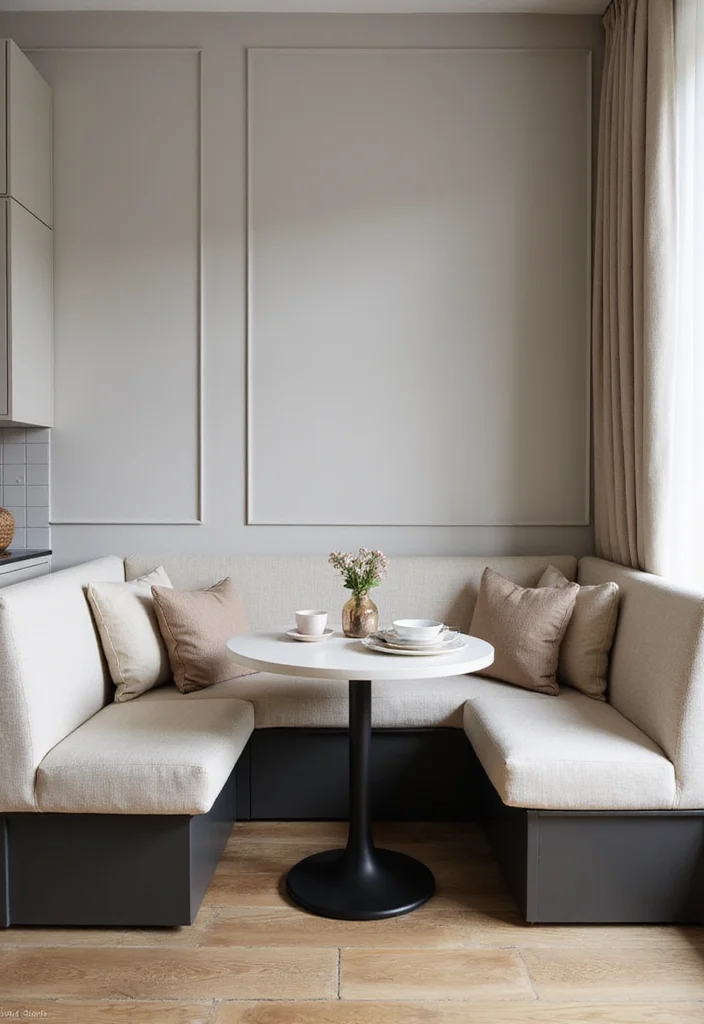 12 Kitchen Booth Ideas for Cozy Built-In Seating - 2. Modern Minimalist Booth