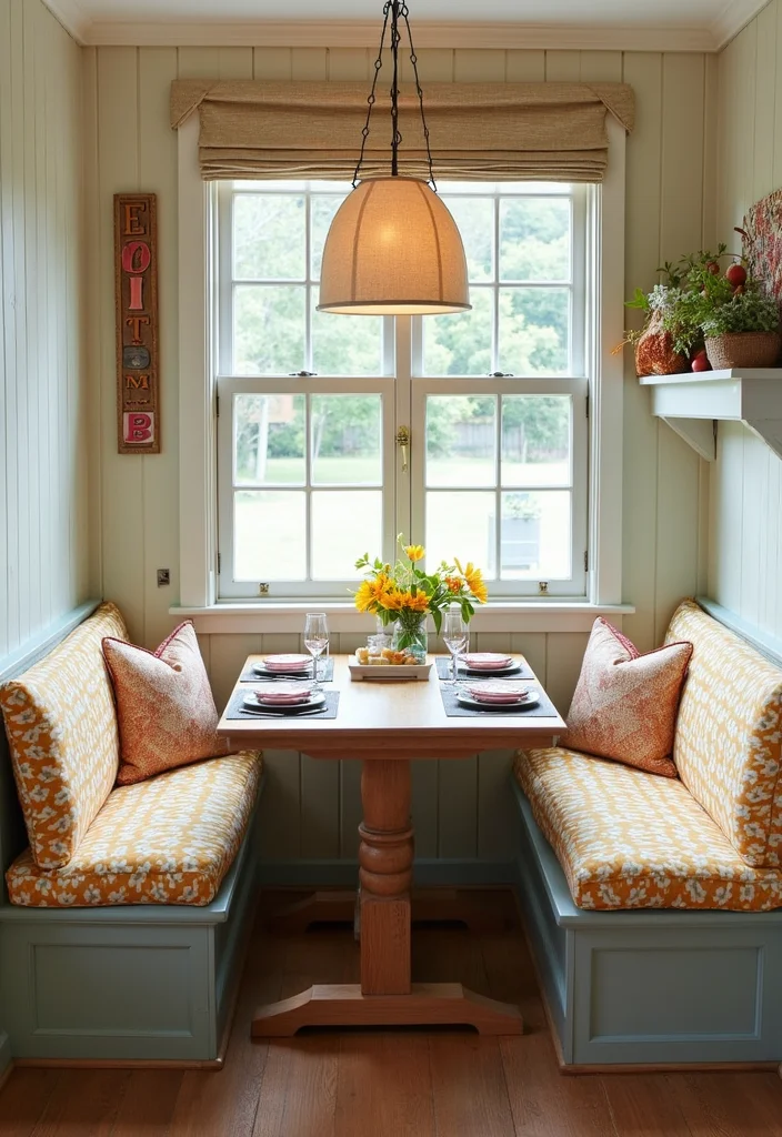 12 Kitchen Booth Ideas for Cozy Built-In Seating - 7. Whimsical Farmhouse Vibes