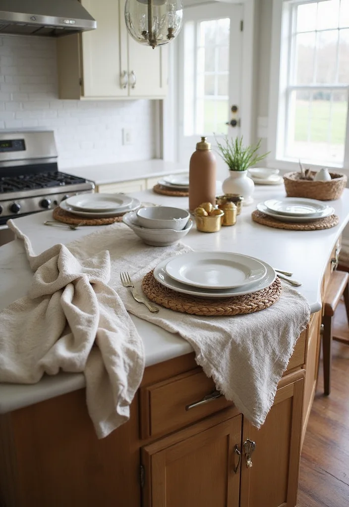 12 Kitchen Island Styling Ideas for a Polished Finished Look 1 12 Kitchen Island Styling Ideas for a Polished Finished Look - 1. Layered Textiles
