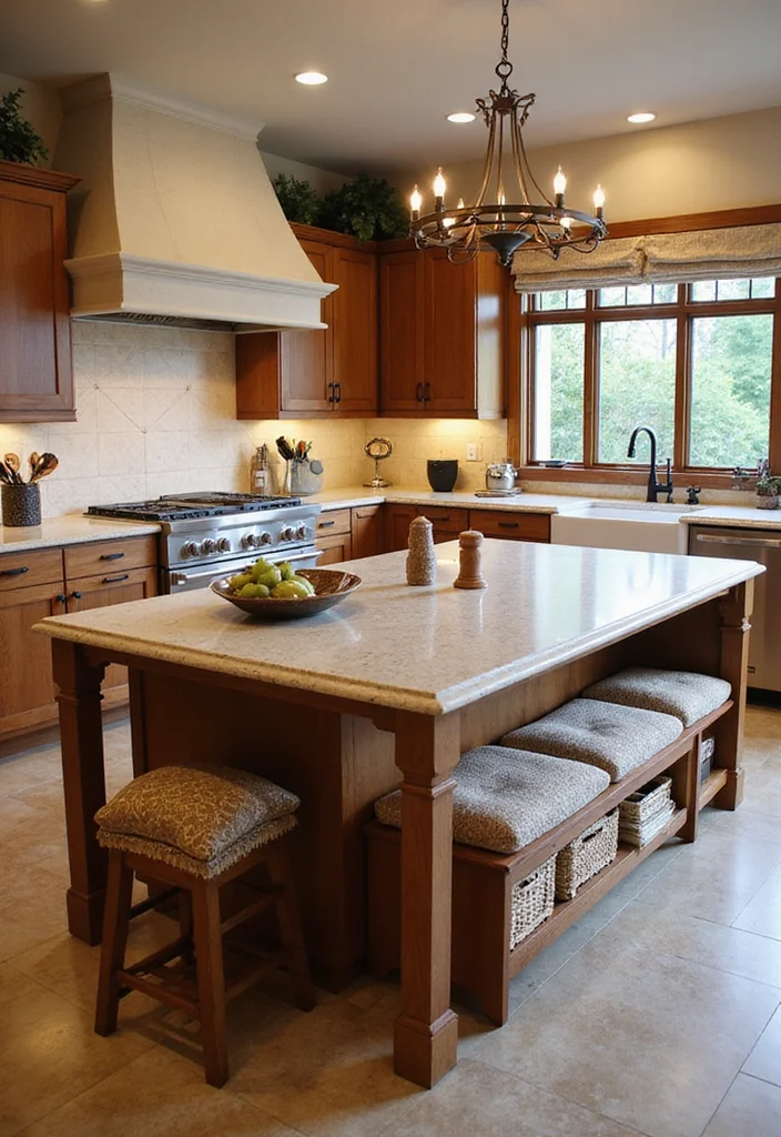12 Kitchen Island Table Ideas for Flexible Dining Space - 10. Integrated Seating with the Island Design