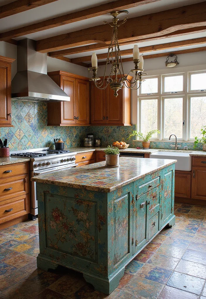 12 Kitchen Island Table Ideas for Flexible Dining Space - 11. Colorful Tile-Top Islands