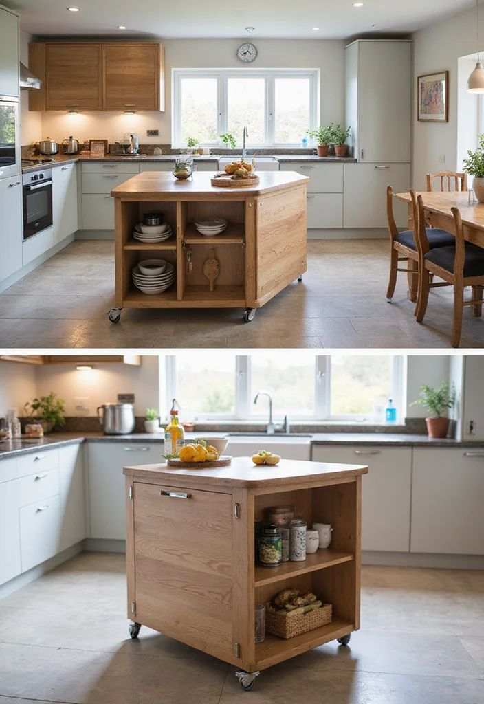 12 Kitchen Island Table Ideas for Flexible Dining Space - 4. Foldable Kitchen Islands