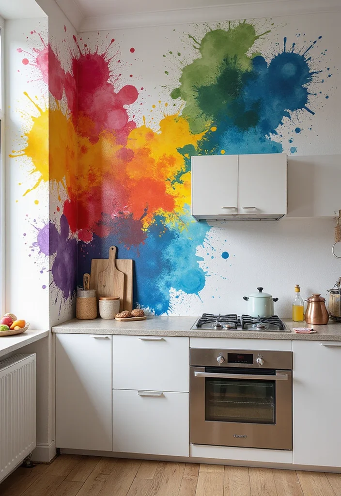 12 Kitchen Mural Ideas for Creative Statement Walls - 10. Abstract Expressionism