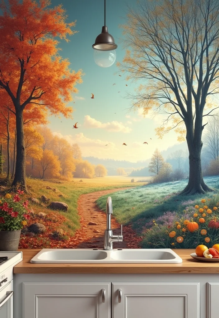 12 Kitchen Mural Ideas for Creative Statement Walls - 11. Seasonal Themes