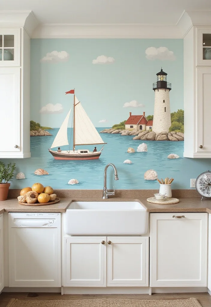 12 Kitchen Mural Ideas for Creative Statement Walls - 4. Nautical Escape
