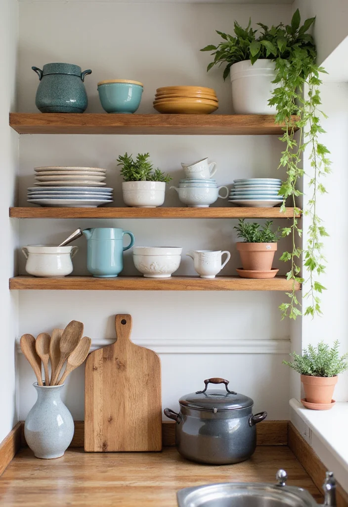 12 Micro Kitchen Ideas for Efficient Tiny Layouts - 1. Open Shelving for Airy Appeal