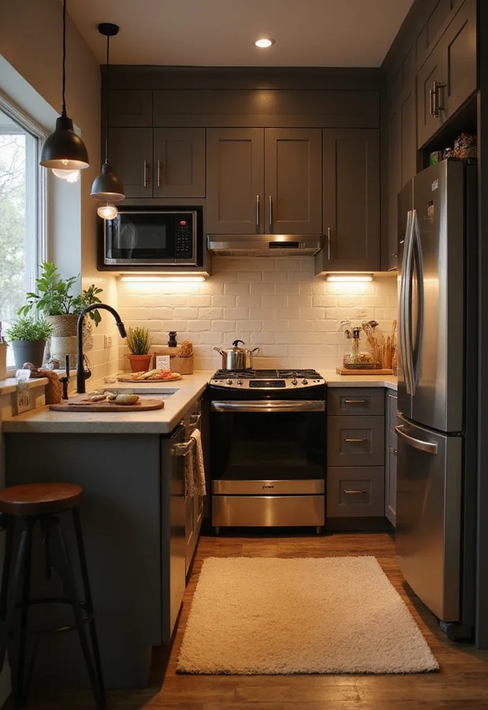 12 Micro Kitchen Ideas for Efficient Tiny Layouts - 7. Smart Lighting Solutions