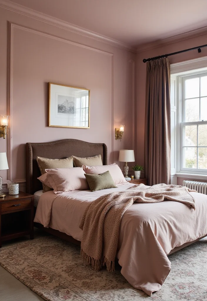 12 Pink and Brown Bedroom Ideas for Warm Sweet Contrast - 1. Blush and Chocolate Elegance