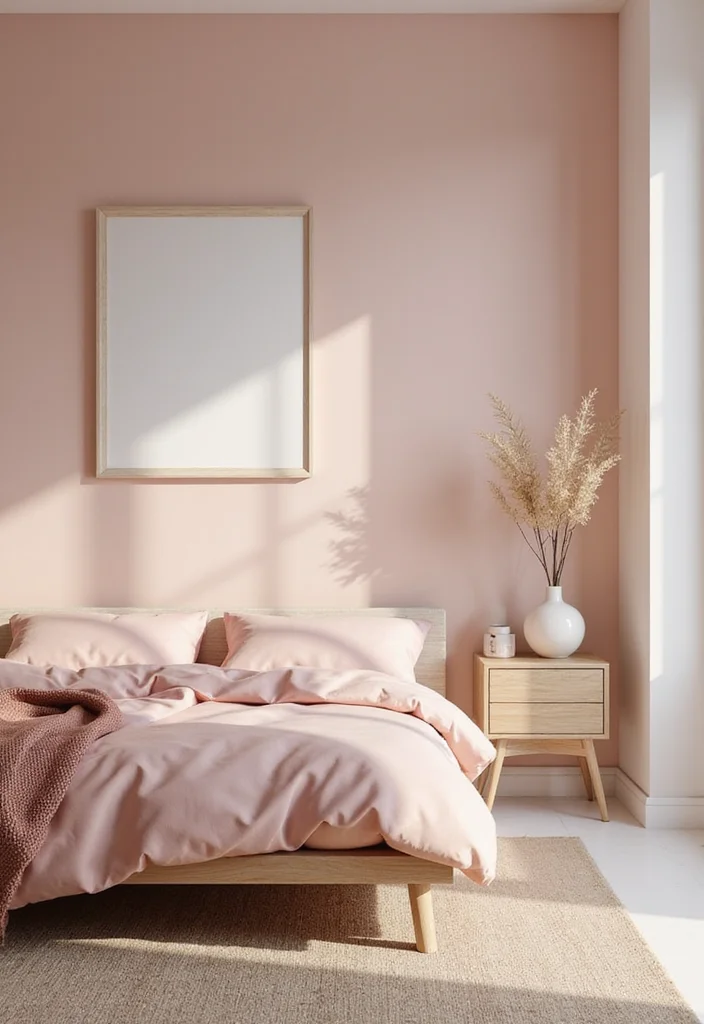 12 Pink and Brown Bedroom Ideas for Warm Sweet Contrast - 4. Minimalist Pink and Brown