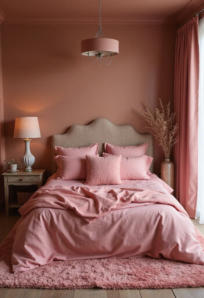 12 Pink and Brown Bedroom Ideas for Warm Sweet Contrast - 6. Accents of Pink in a Brown Haven