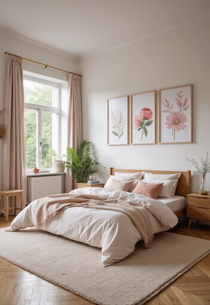 12 Pink and White Bedroom Ideas for Soft Fresh Style - 7. Nature-Inspired Retreat