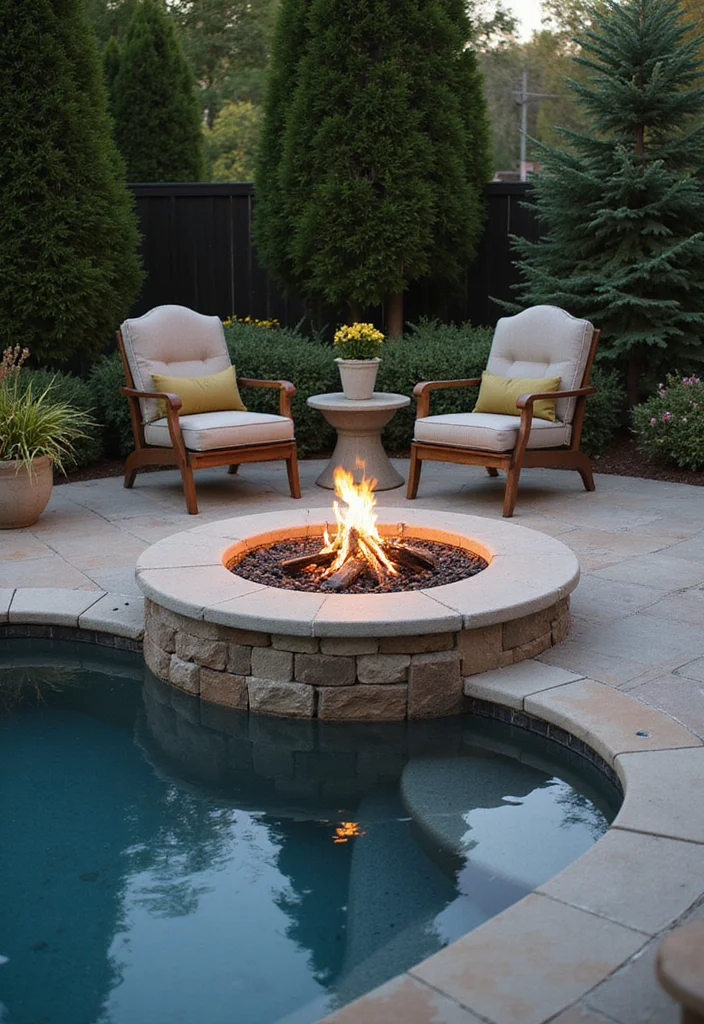 12 Pool in Small Backyard Ideas for Smart Space Use - 11. Fire and Water Features