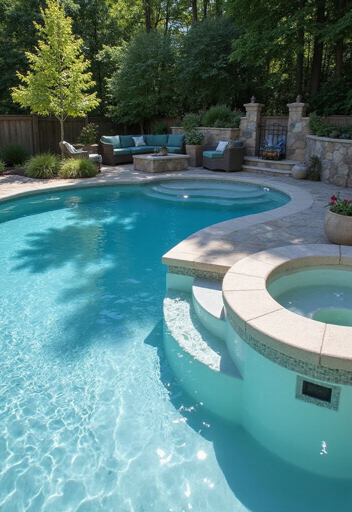 12 Pool in Small Backyard Ideas for Smart Space Use - 3. Spa Pool Combo