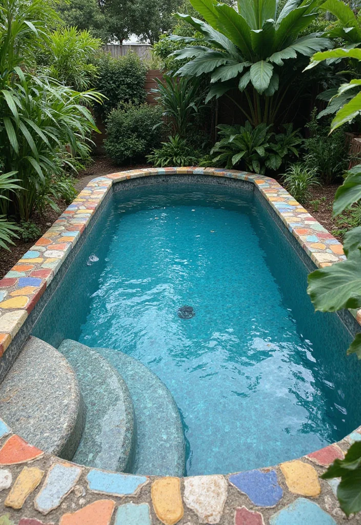 12 Pool in Small Backyard Ideas for Smart Space Use - 9. Colorful Tile Accents