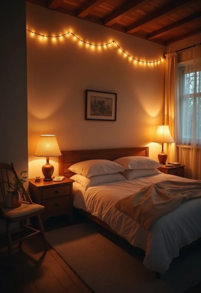 12 Primitive Bedroom Ideas for Rustic Minimal Comfort - 6. Soft Lighting for Warmth