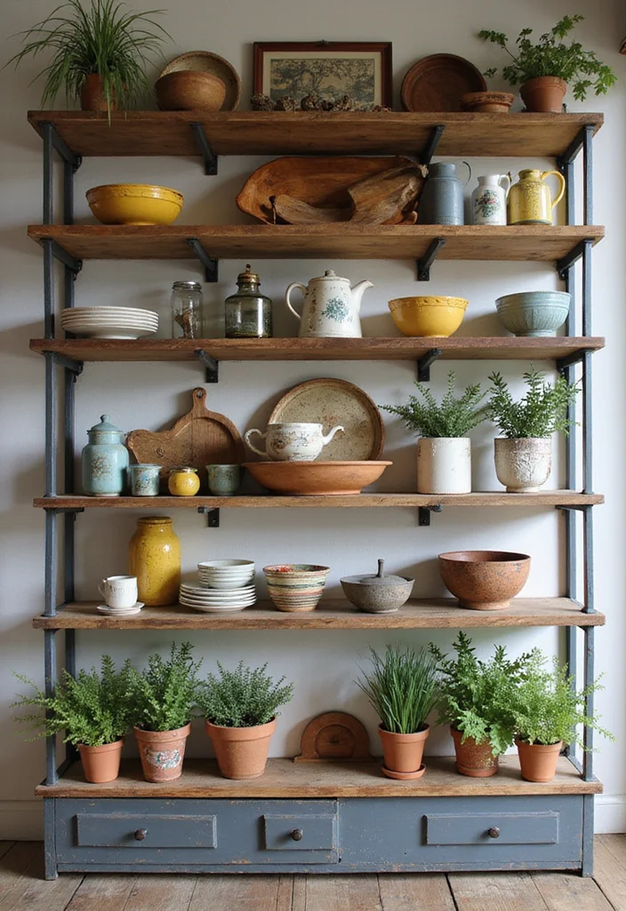 12 Primitive Kitchen Ideas for Simple Rustic Character - 3. Open Shelving