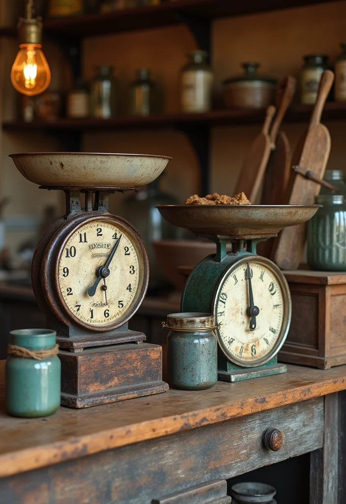 12 Primitive Kitchen Ideas for Simple Rustic Character - 4. Antique Kitchen Accessories
