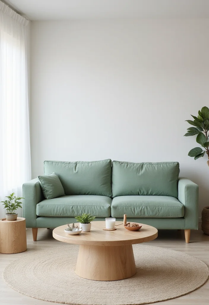 12 Sage Green Sofa Living Room Ideas for Calm Natural Style - 1. Minimalist Elegance