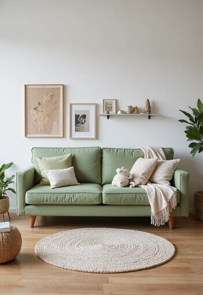 12 Sage Green Sofa Living Room Ideas for Calm Natural Style - 12. Functional Family Space