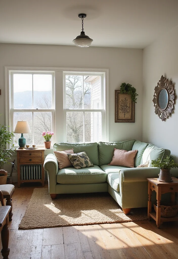 12 Sage Green Sofa Living Room Ideas for Calm Natural Style - 3. Farmhouse Flair