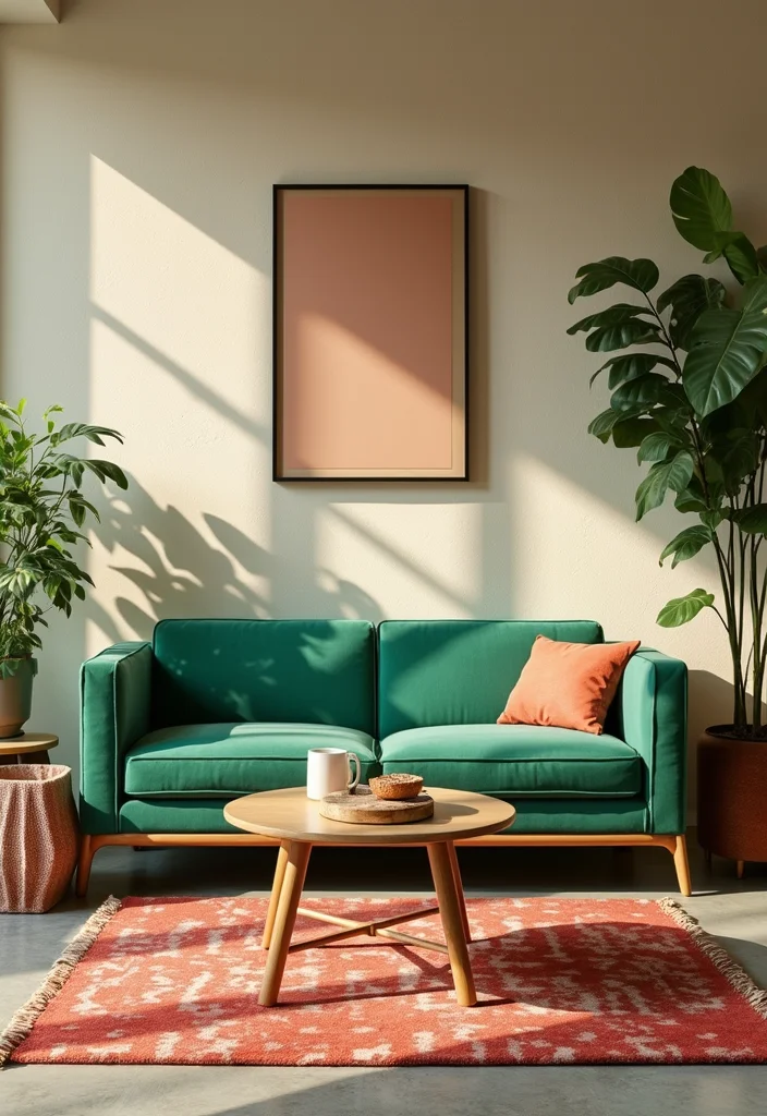 12 Sage Green Sofa Living Room Ideas for Calm Natural Style - 8. Retro Revival