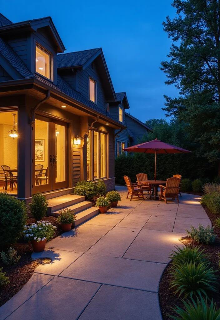 12 Small Backyard Concrete Patio Ideas for Clean Modern Living - 10. Integrated Lighting Features