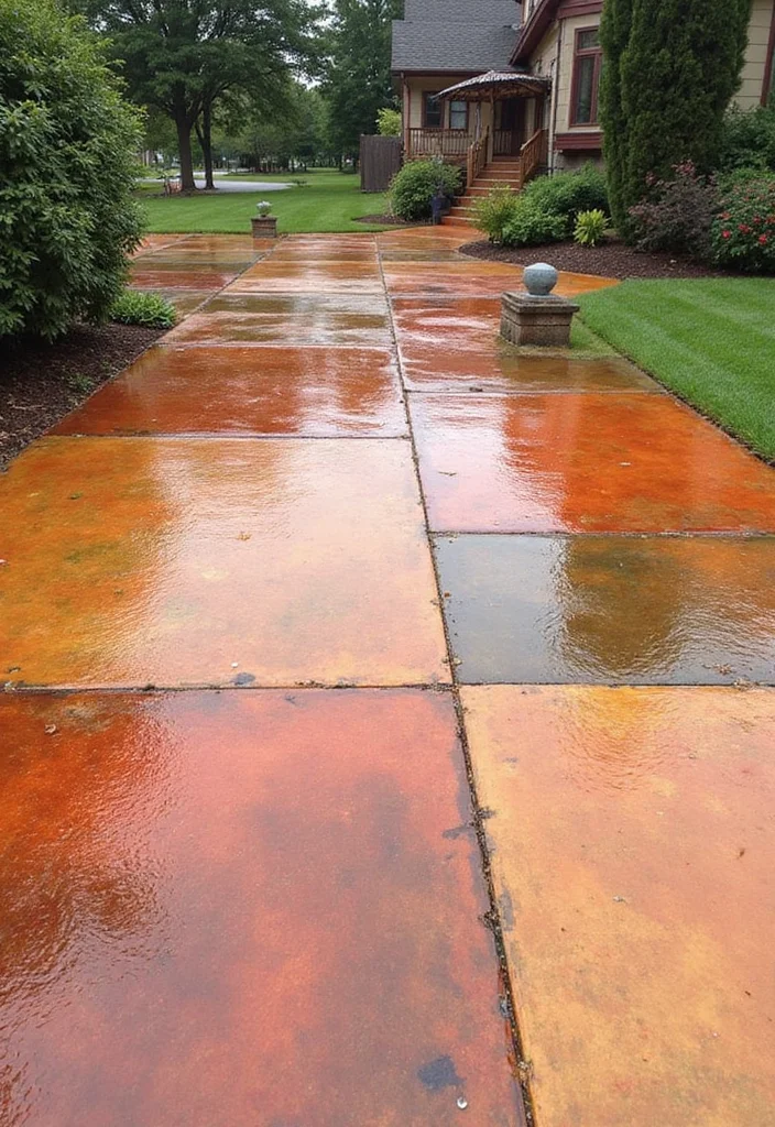 12 Small Backyard Concrete Patio Ideas for Clean Modern Living - 11. Sustainable Concrete Staining