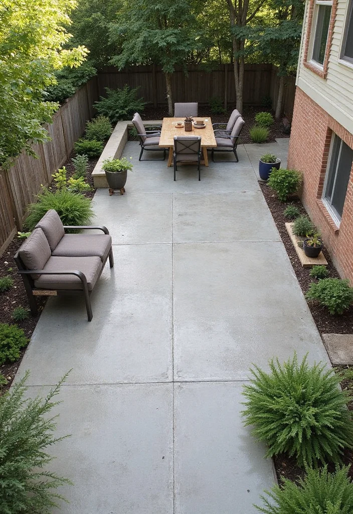 12 Small Backyard Concrete Patio Ideas for Clean Modern Living - 12. Multi-Use Concrete Spaces