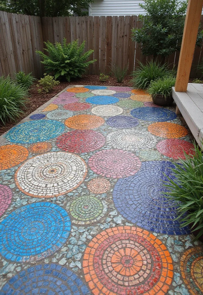 12 Small Backyard Concrete Patio Ideas for Clean Modern Living - 9. Concrete Mosaic Patterns