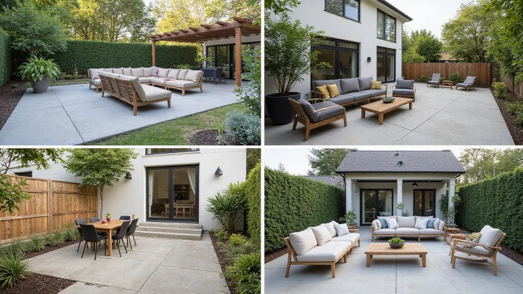 12 Small Backyard Concrete Patio Ideas for Clean Modern Living