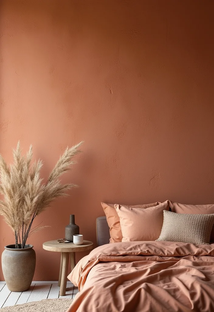 12 Terracotta Bedroom Ideas for Earthy Warm Interiors - 1. Textured Terracotta Walls