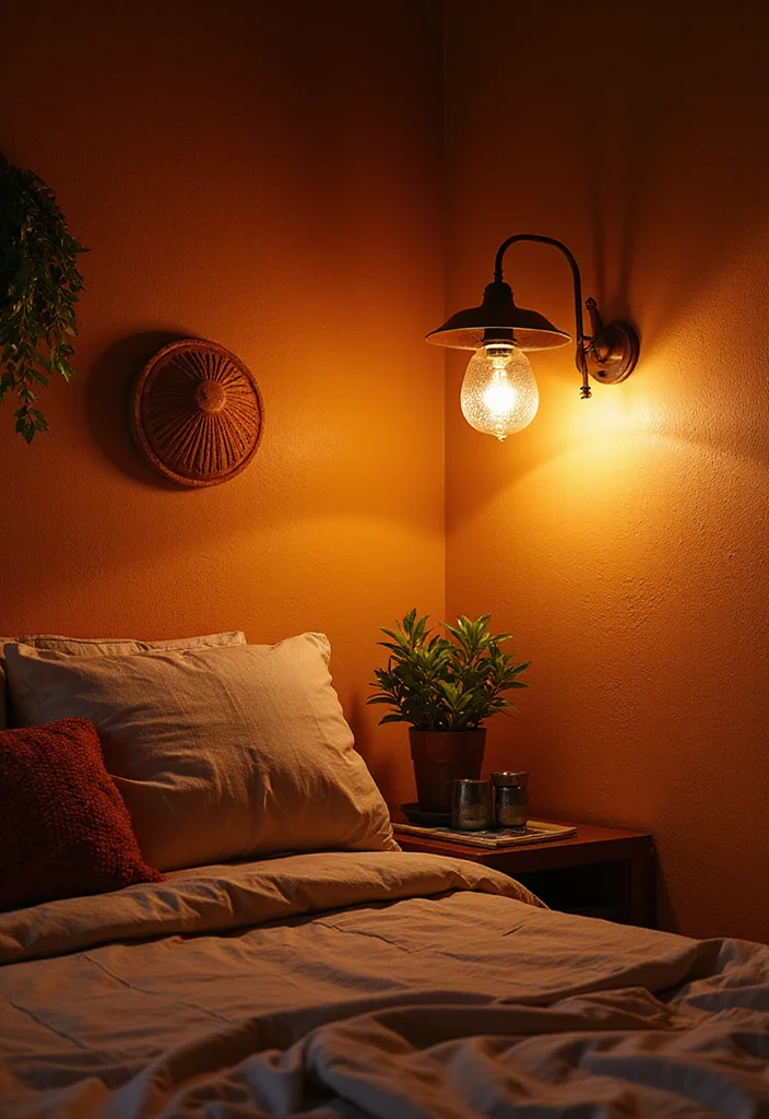 12 Terracotta Bedroom Ideas for Earthy Warm Interiors - 4. Warm Lighting Fixtures
