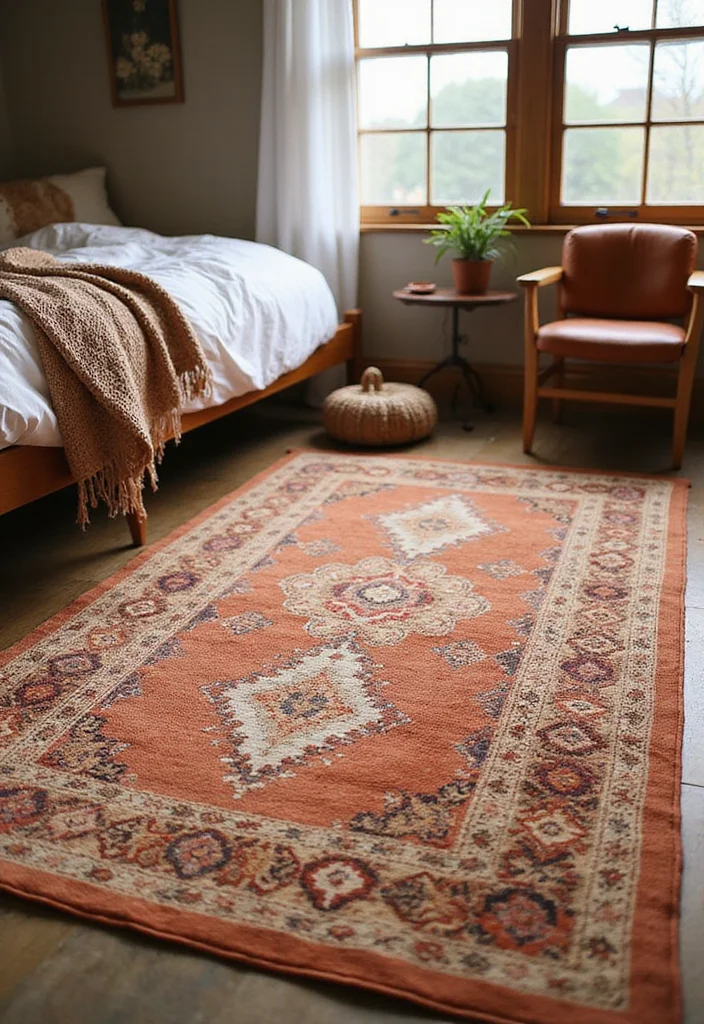 12 Terracotta Bedroom Ideas for Earthy Warm Interiors - 5. Bohemian Terracotta Rugs