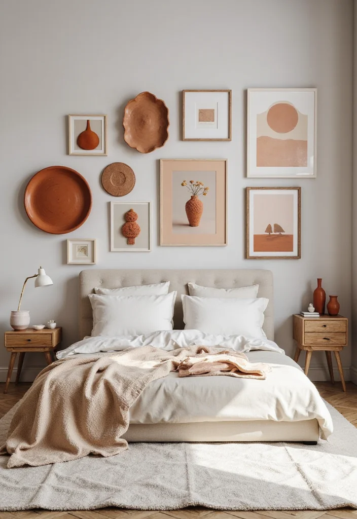 12 Terracotta Bedroom Ideas for Earthy Warm Interiors - 6. Terracotta Wall Art