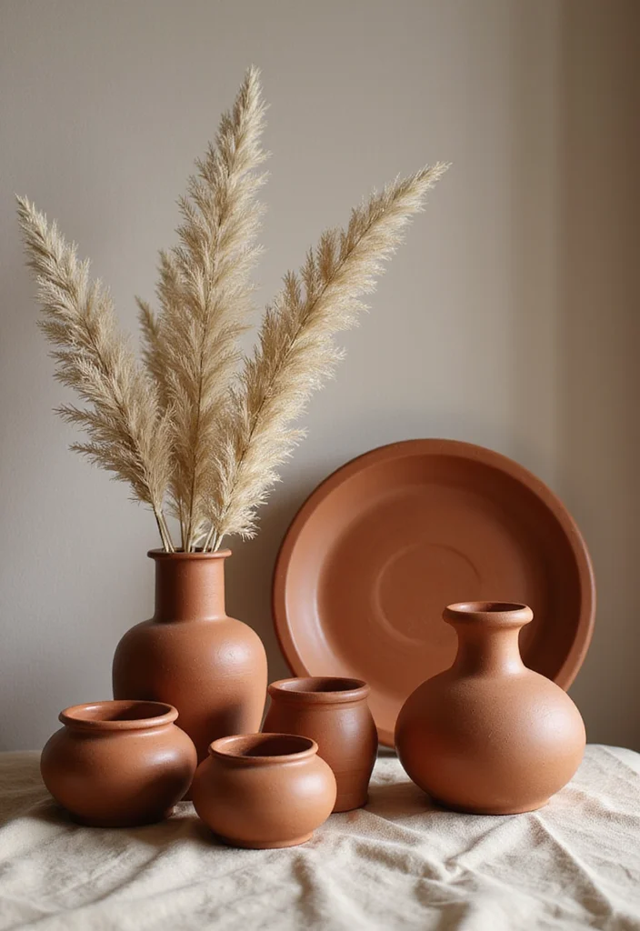 12 Terracotta Bedroom Ideas for Earthy Warm Interiors - 7. Nature-Inspired Terracotta Accessories