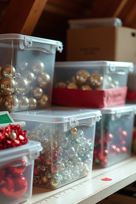 clear labeled storage for ornaments