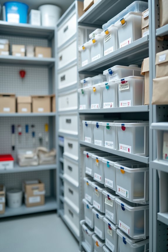 color coded labeled storage organization