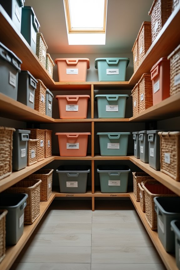 color coded zones with labeled storage