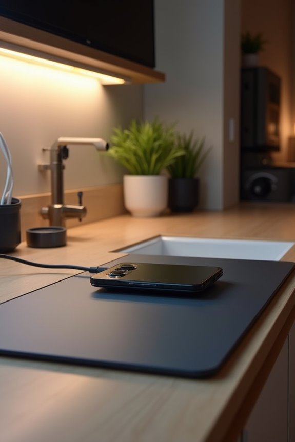 hidden cable management with built in charging stations