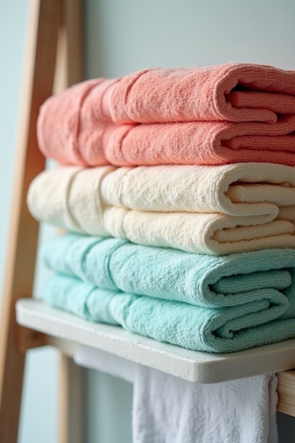 layered towels with alternating colors