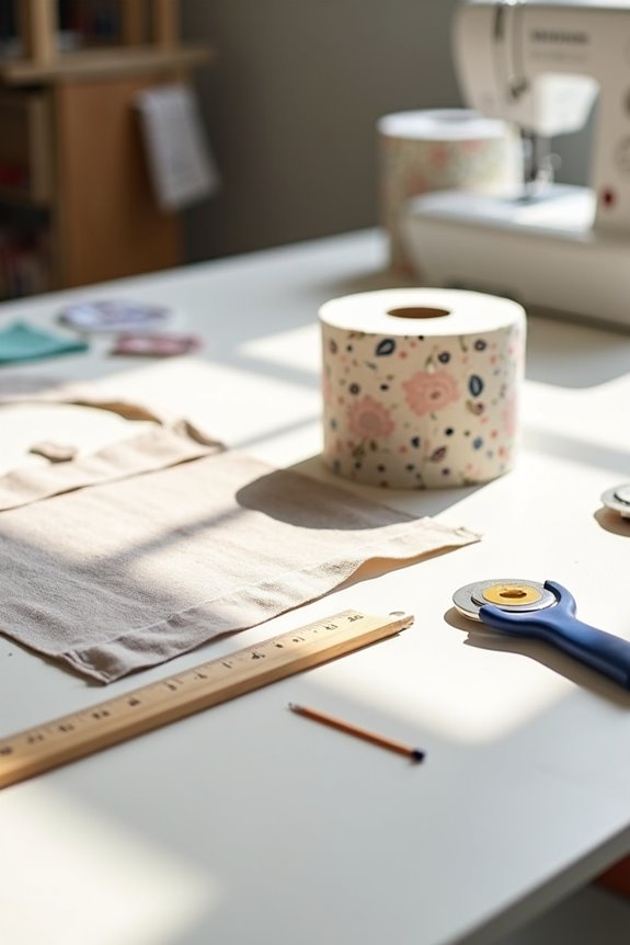 measure cut two fabric pieces