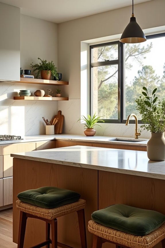 mix hard surfaces with soft textiles