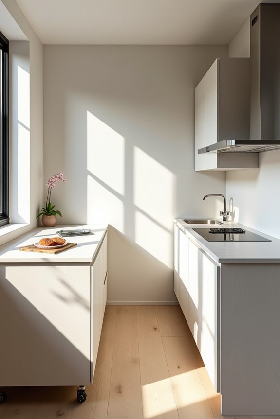 movable island transforms compact kitchens