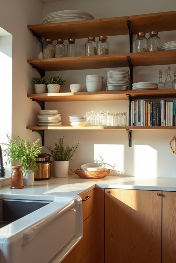 open shelves functional aesthetic display