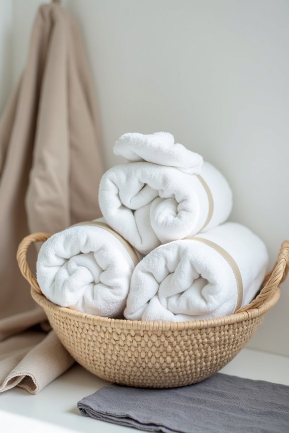 roll nest towels neatly
