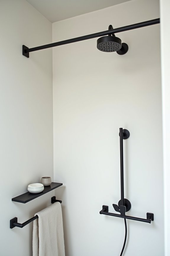 shower rod positioned for openness