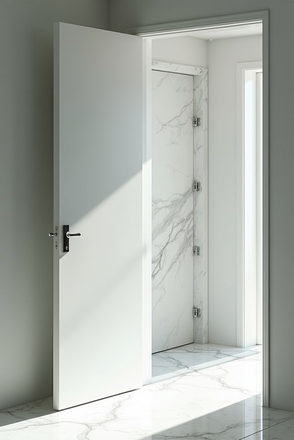 smaller doors conserve bathroom space