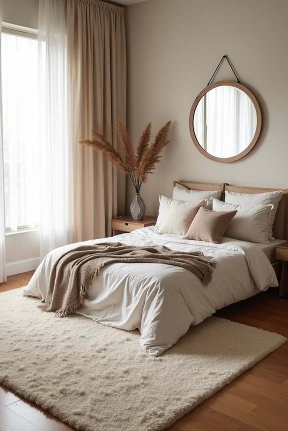 soft rug defines bed zone cohesive decor